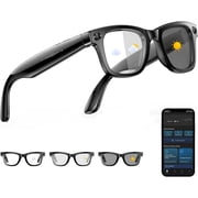 AI Smart Glasses with 8MP Camera, 4K Video & HD Photo, Bluetooth Audio, AI Voice Assistant, Real-Time Translation, Object Recognition, Noise-Cancel Calls, Music, Photochromic Lenses