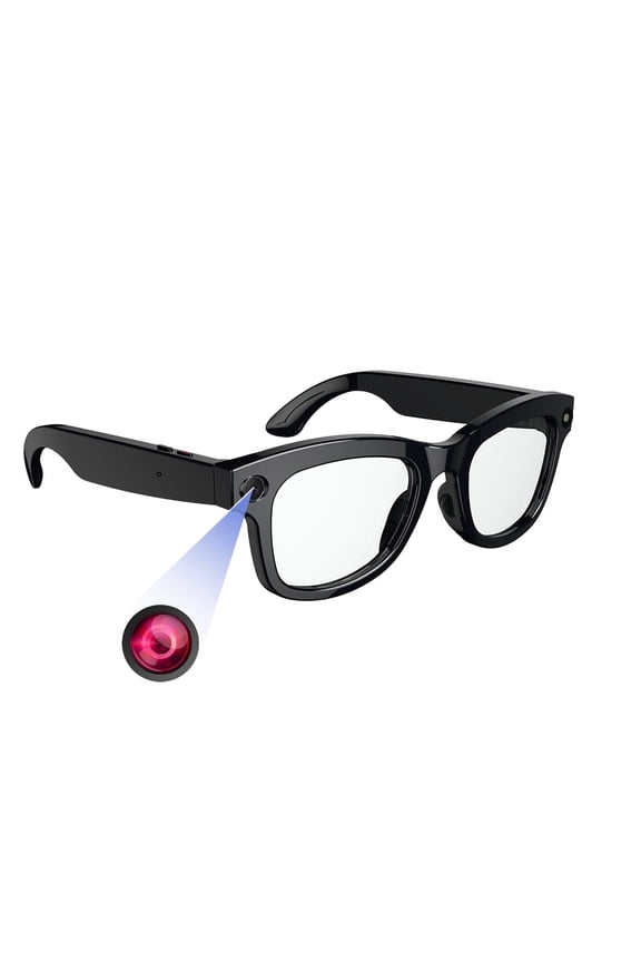 AI Smart Glasses with 8MP Camera, HD 1080P, Bluetooth Music/Calls, Open Ear, EIS, WiFi, Voice Assistant, Translation, Object Recognition for Travel, Outdoor, Wide Face (Transparent Lenses)