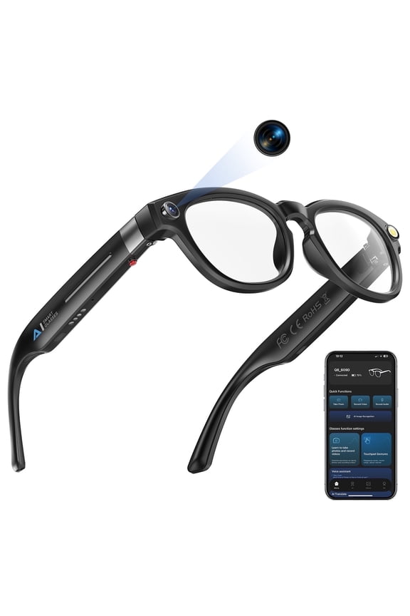 AI Smart Glasses with 8MP Camera, Real-Time Translation, Bluetooth Music & Calls, Color-Changing Lenses, Long Battery for Travel & Business