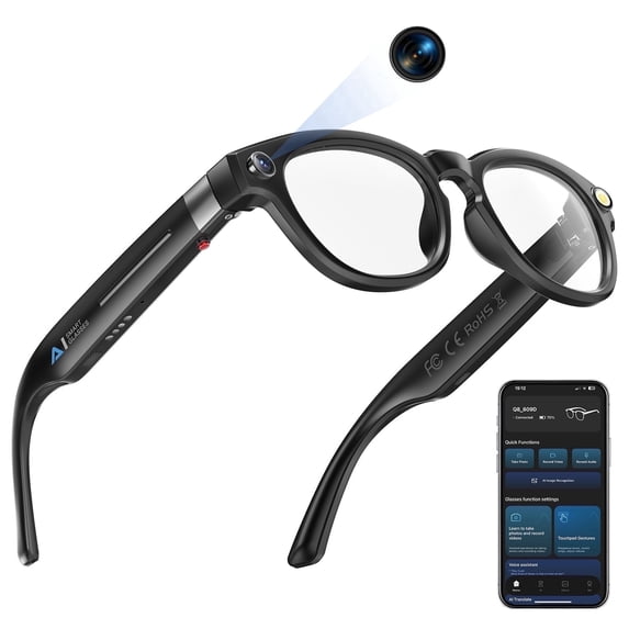 AI Smart Glasses with 8MP Camera, Real-Time Translation, Bluetooth Music & Calls, Color-Changing Lenses, Long Battery for Travel & Business