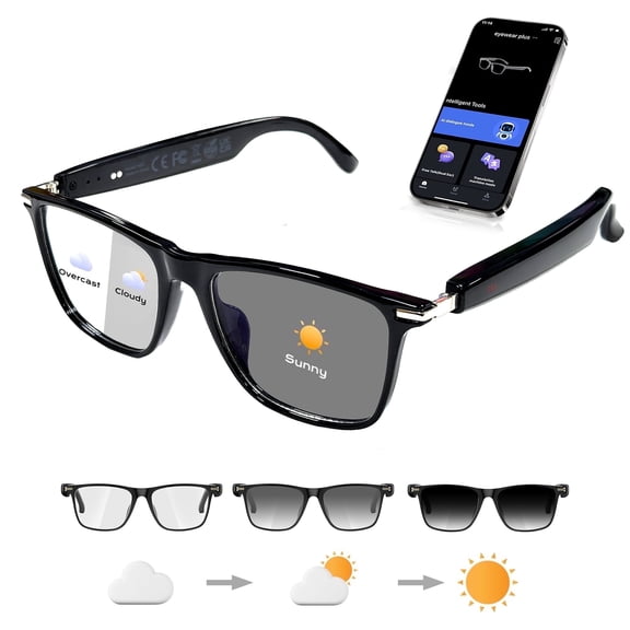 AI Smart Glasses,AI Chat Deepseek R1 and Gemini-2.5 with 164 Translations Supported,Bluetooth Glasses for Men Women,Music Playback & Hands-Free Calling,Physical Color Changing Lens,IP67 Waterproof