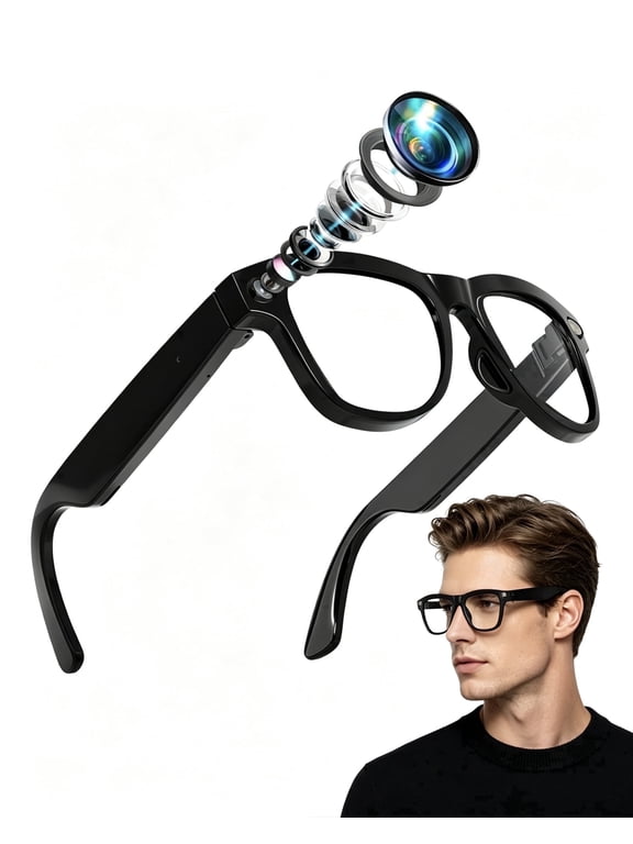 AI Smart Glasses with 8MP 4K Camera Glasses, 2026 1200P Video Recording Glasses for Women & Men, 139 Languages Real-Time Translation, Voice Assistant, Open-Ear Audio for Travel, Meetings & Vlogging