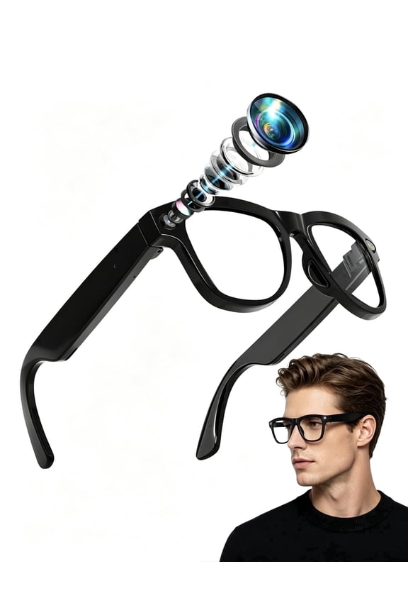 AI Smart Glasses with 8MP 4K Camera Glasses, 2026 1200P Video Recording Glasses for Women & Men, 139 Languages Real-Time Translation, Voice Assistant, Open-Ear Audio for Travel, Meetings & Vlogging