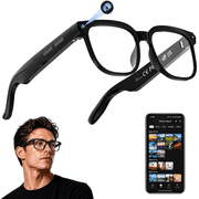 AI Smart Glasses with Camera, 4K HD Video & Photo Capture, Real-Time Translation, Recording Glasses with AI Assistant, Open-Ear Audio, Object Recognition, Bluetooth, for Travel Transparent Lens