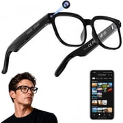 AI Smart Glasses with Camera, 4K HD Video & Photo Capture, Real-Time Translation, Recording Glasses with AI Assistant, Open-Ear Audio, Object Recognition, Bluetooth, for Travel Transparent Lens