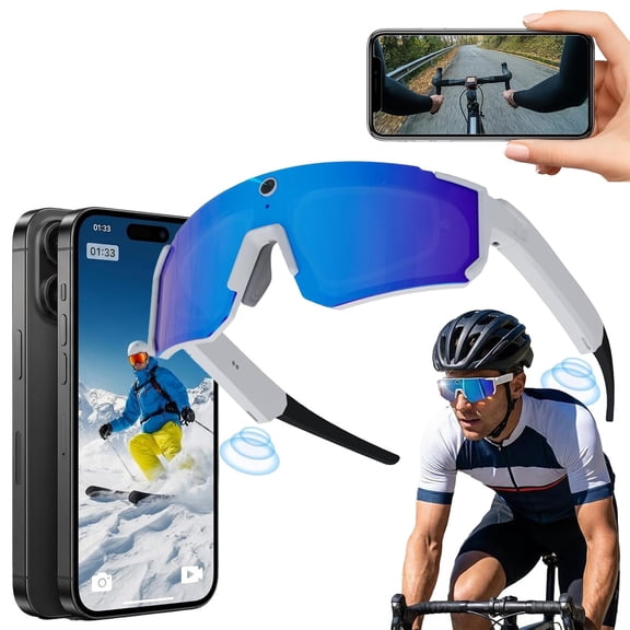 AI Smart Glasses with Camera 4K, Polarized Sunglasses with UV400 Lens, ChatGPT Enabled, EIS Stabilization, Dual Mic Noise Canceling, IP66 for Cycling Hiking Skiing