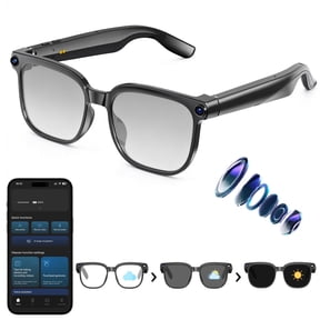 AI Smart Glasses with Camera,8MP Camera Glasses,1080P Anti-Shake Video Recording, Real Time Translation,AI Voice Assistant,Object Recognition,Bluetooth Sunglasses for Men,Women