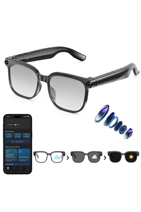 AI Smart Glasses with Camera,8MP Camera Glasses,1080P Anti-Shake Video Recording, Real Time Translation,AI Voice Assistant,Object Recognition,Bluetooth Sunglasses for Men,Women