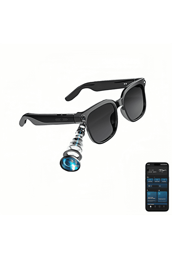 AI Smart Glasses with Camera and Bluetooth,8MP 2K HD Camera Glasses,AI Voice Control,AI Photo Recognition and Translation,IP65 Waterproof for Driving,Translation for Travel Drivin