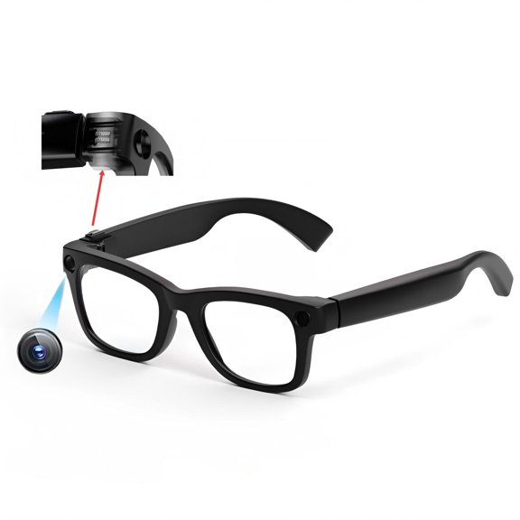 AI Smart Glasses with Camera and Bluetooth Audio Sunglasses, 1080P HD Video Recorder Live Translation Eyeglasses, Open Ear Computer Blue Light Blocking Tech Eyewear