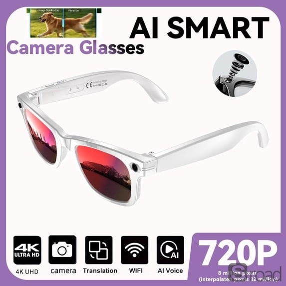 AI Smart Glasses With Camera, Hands-Free Video Recording, Real-Time 100+ Language Translation, Bluetooth Calls & Music, Titanium Frame For Outdoor Travel Sports