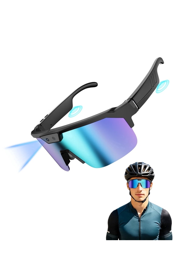 AI Smart Glasses with Camera, Sport AI Camera Glasses with EIS+Gyro Stabilization, Polarized Lenses for Cycling, Dual-Mic Noise Cancelling, IP66 Weatherproof, AI Glasses with Chat GPT