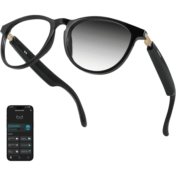 AI Smart Glasses with Chat GPT, Bluetooth Glasses with Translator 164 Languages, AI Assistant & Meeting Assistant, Music Playback & Hands-Free Calling, Color-Change Lens, for Men and Women
