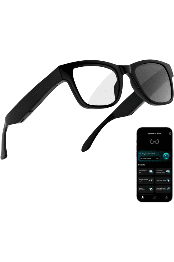 AI Smart Glasses with ChatGPT Bluetooth, Real-Time Translation, Music & Hands-Free Calls, Photochromic Lenses, UV & Blue Light Protection for Men & Women