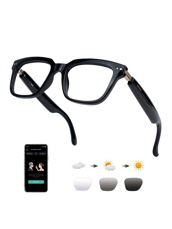 AI Smart Glasses with GPT & 160+ Language Real-Time Translation, Built-in Mic & Speaker for HD Calls & HiFi Music, Multifunctional Audio Glasses for Men Women