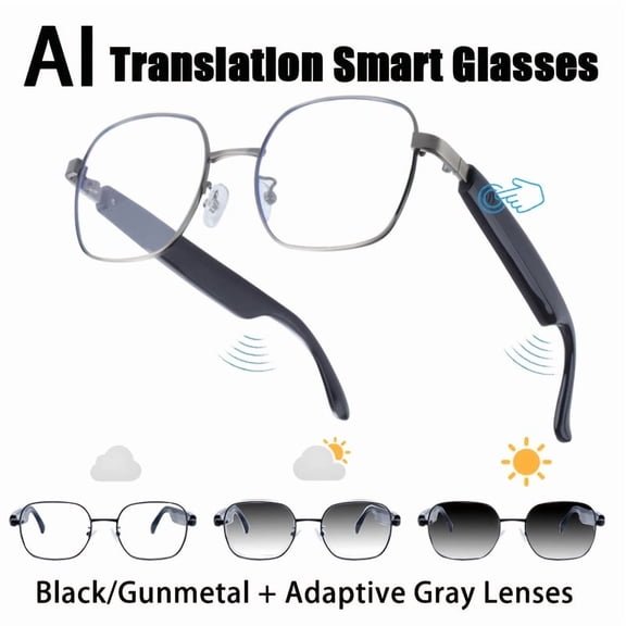Unisex AI Smart Glasses - GPT-Powered, 164-Language Translation, Photochromic Lens, Music/Call