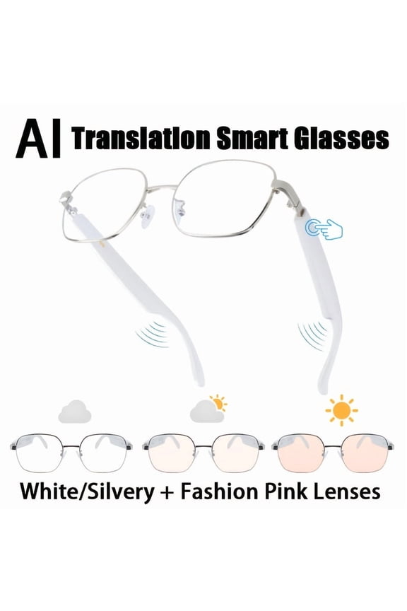 AI Smart Glasses with GPT & 164 Language Real-Time Translation | Photochromic Lenses | Built-in Mic/Speaker for Music/Calls | Multifunctional Audio Glasses | Unisex High-Tech Gift