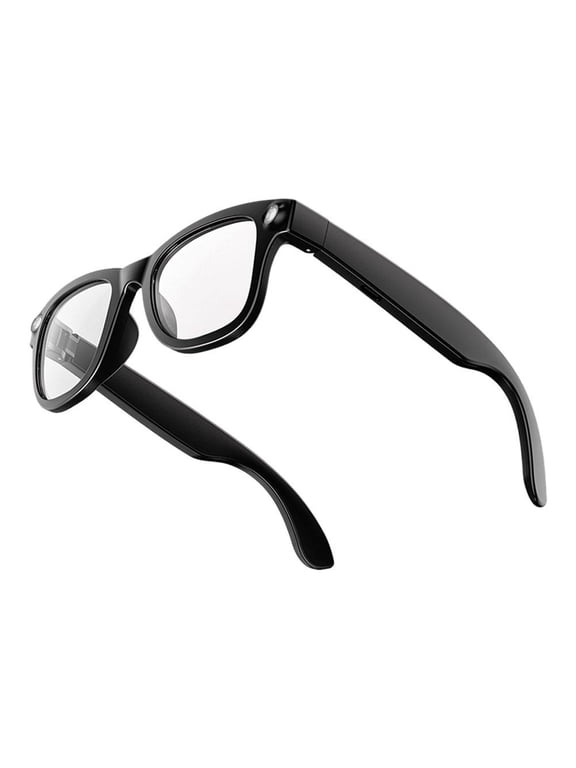 AI Smart Glasses with High-Power Flashlight, Bluetooth Audio Sunglasses with AI Voice Assistant, Wireless Charging Open-Ear Headphones for iOS/Android, Style B (Clear)