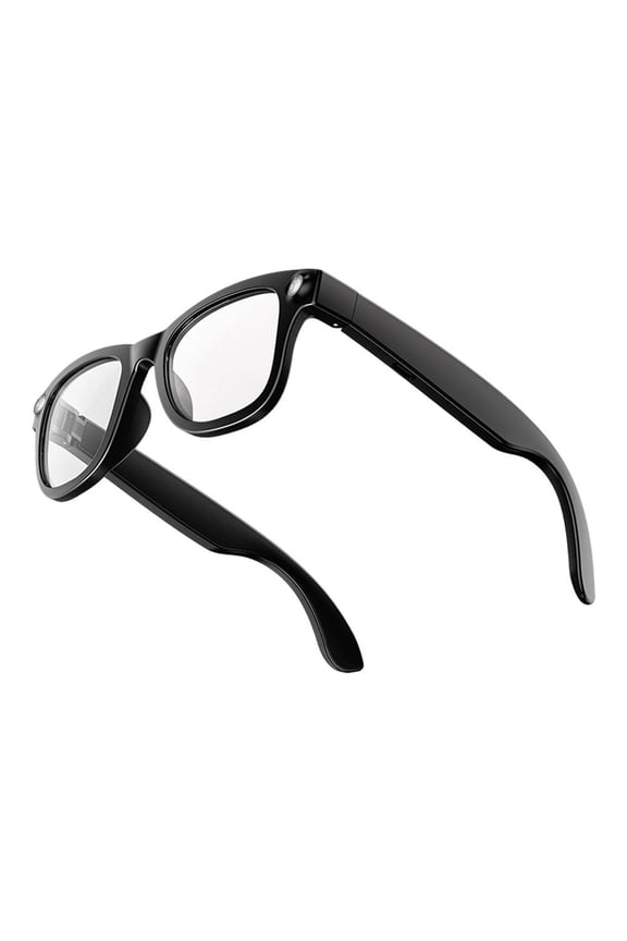 AI Smart Glasses with High-Power Flashlight, Bluetooth Audio Sunglasses with AI Voice Assistant, Wireless Charging Open-Ear Headphones for iOS/Android, Style B (Clear)