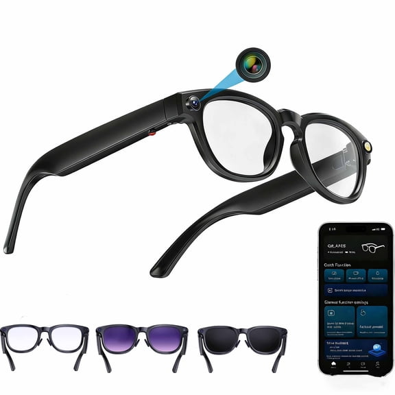 AI Smart Glasses for Men/Women with Camera 4K, 8MP HD Camera Glasses, 1200P Video Recording Sunglasses with Audio, Chat GPT 140 Languages Real Time Translation