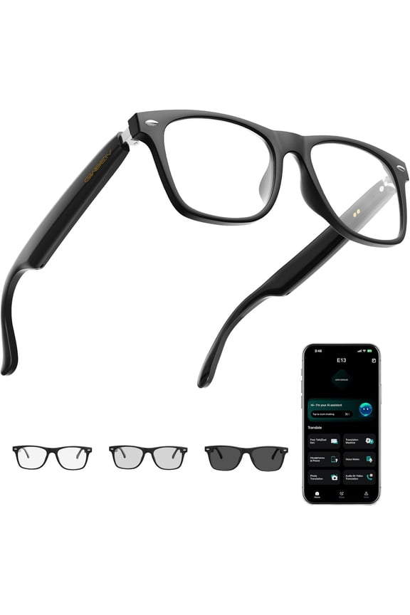 AI Smart Glasses for Men and Women with Chat GPT, Bluetooth Translation Glasses with 164 Languages and Color-Change Lens, Music Playback, Hands-Free Calls, UV & Blue Light Protection