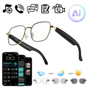 AI Smart Glasses for Men Women, Deepseek R1 & Gemini-2.5 AI Assistant, 164 Languages Support, Bluetooth 5.3, Music Playback, Hands-Free Calling, IP67 Waterproof, Physical Photochromic Lenses