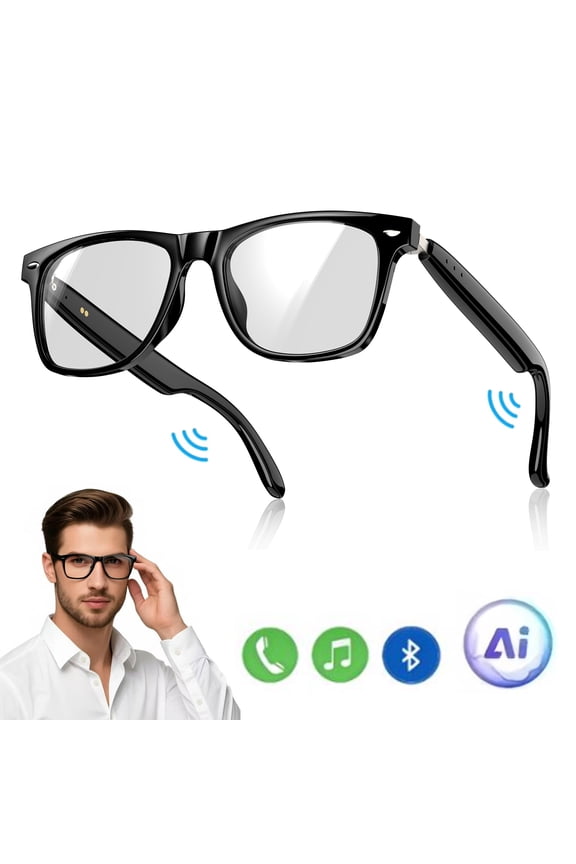 Bluetooth Smart Glasses for Women Men, Open Ear Audio Sunglasses, Hands-Free Calls, Voice Assistant, UV & Blue Light Lens, White