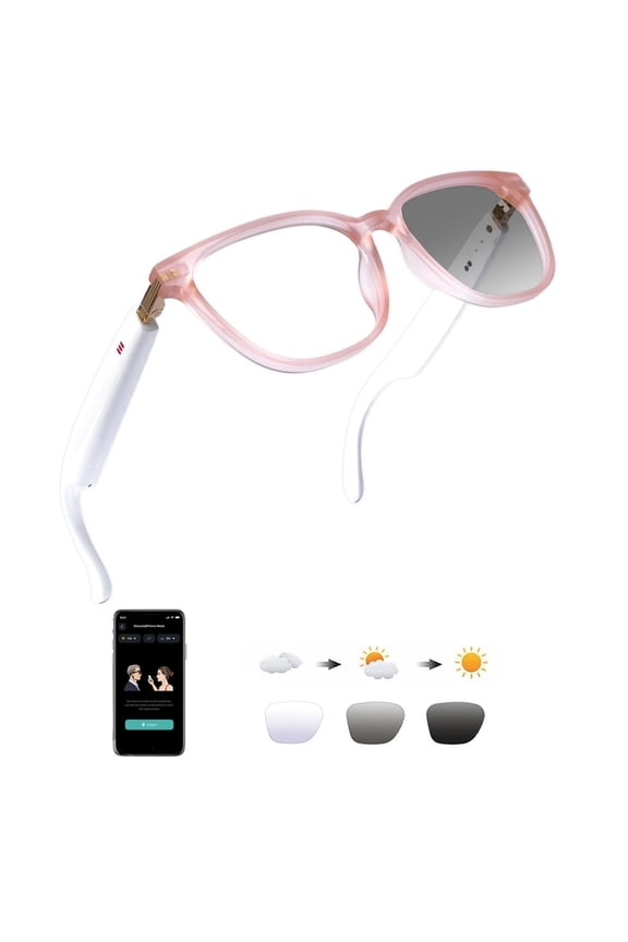 AI Smart Glasses, Real-Time Translation & Voice Assistant Touch Control, Photochromic Lenses Glasses All-Day Comfort for Men Women