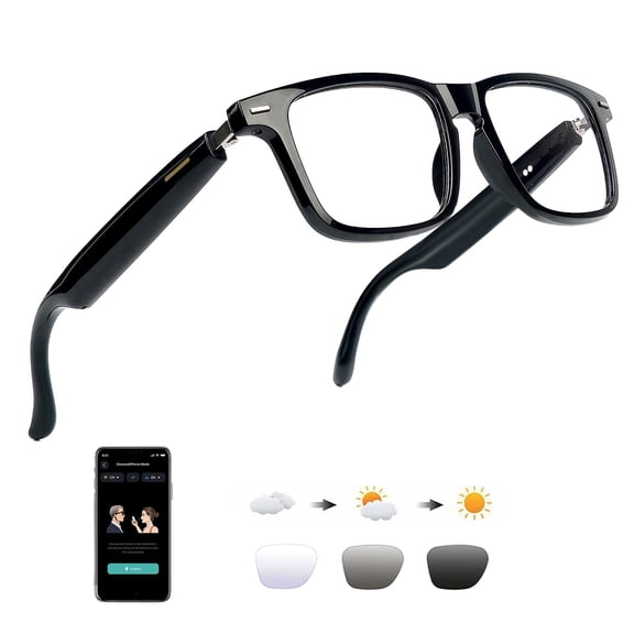 AI Smart Glasses for Men & Women with 164 Languages Translation, Photochromic Lenses Bluetooth Glasses for Sports Travel Driving Business