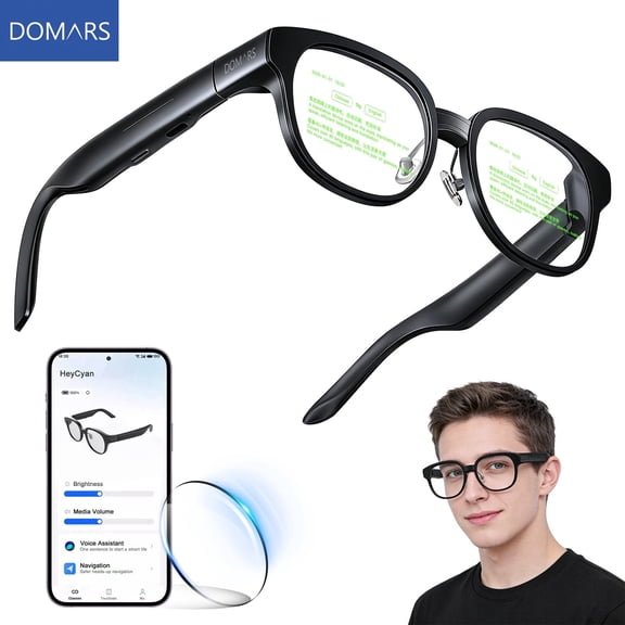 AI Smart Glasses with AR Display, 15-Language Real-Time Translation & Invisible Teleprompter, Bluetooth for Travel, Business, Speech (Unisex)