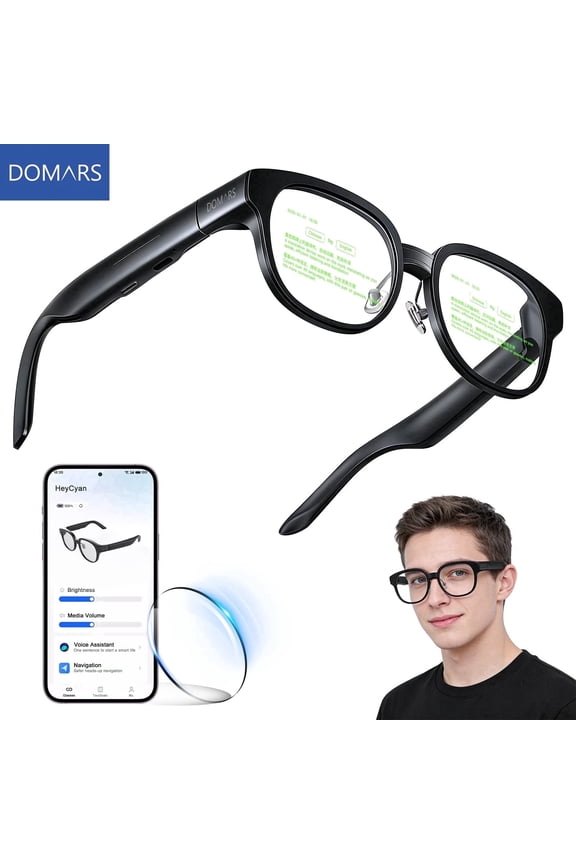 AI Smart Glasses with AR Display, 15-Language Real-Time Translation & Invisible Teleprompter, Bluetooth for Travel, Business, Speech (Unisex)
