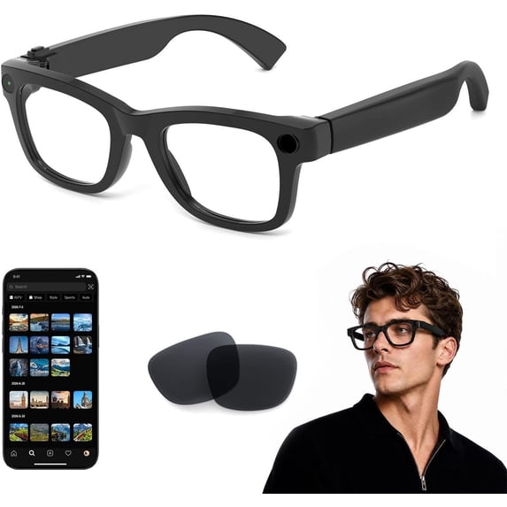 AI Smart Glasses with Camera, 8MP HD,Real-Time Translation, AI ...