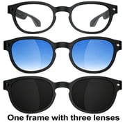 AI Smart Glasses with Camera & Voice Assistant 4K Video, 8MP Camera, Music/Calls, Translation, Image Recognition, Interchangeable Lenses