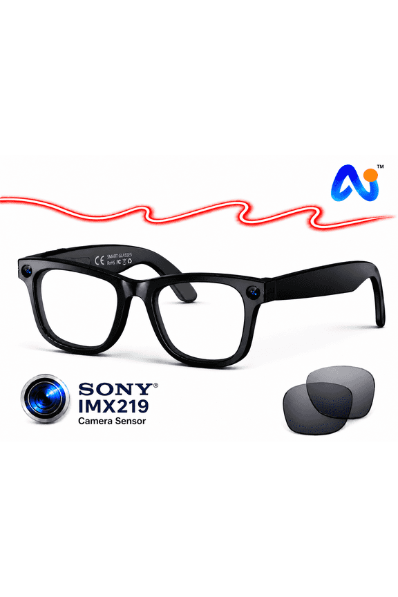 AI Smart Glasses with Video Camera, Bluetooth Open-Ear Audio & Voice Control