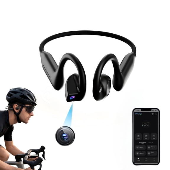 AI Smart Open Ear Digital Recorder Headphone Bluetooth with Voice-Activated AI 1080P POV EIS Action Camera, Real-Time Translation & Meeting Minutes Wireless Headphones for Travel, Business(Black)