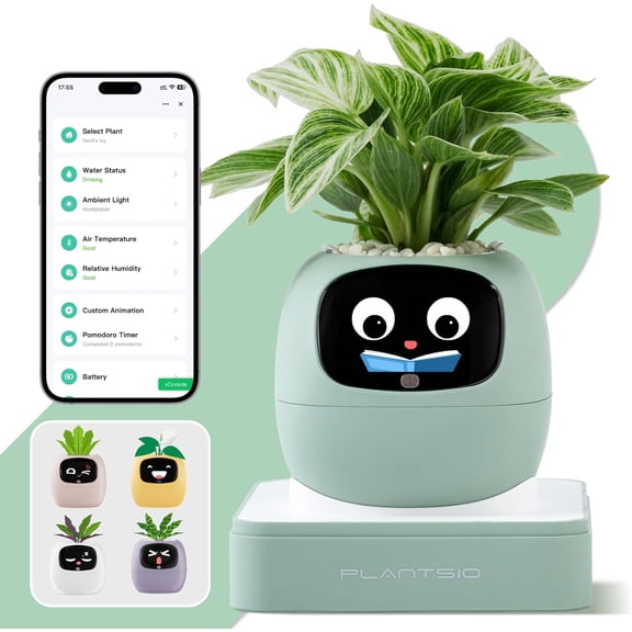 AI Smart Pot for Plants with App Control, Self-Watering, Visual Display & 80ml Reservoir, Digital Plant Pot Supports 100+ Plants, Pomodoro Timer, Clock & Calendar,Desk & Office Planter