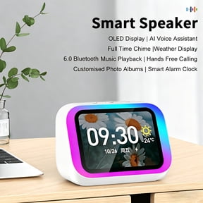 AI Smart Speaker, Smart Alarm Clock with Wireless Speaker & Dynamic RGB Light, Hi-Fi Stereo Sound, HD Smart Display, Answer/Make Call, Voice Assistant, Period Tracker, 2500mAh Battery
