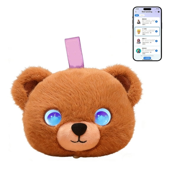 AI Smart Stuffed Animal with Emotional Feedback - Multilingual Emotional AI Companion Plush Toy, Interactive Learning Electronic Pets for Kids 3+, for Gift(Bear)