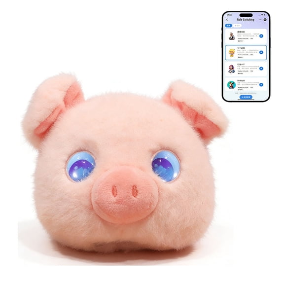 AI Smart Stuffed Animal with Emotional Feedback - Multilingual Emotional AI Companion Plush Toy, Interactive Learning Electronic Pets for Kids 3+, for Gift(Pig)