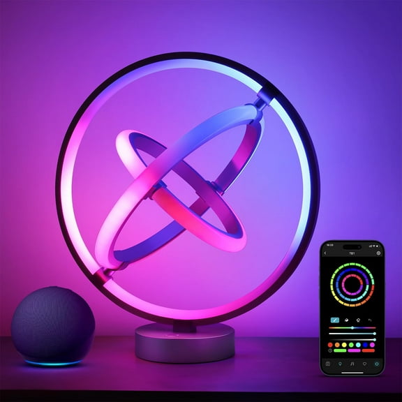 AI Smart Table Lamp, Music Sync, DIY Endless Scenes, APP Control Cool LED Lamp for Room Decor Ambient Lighting