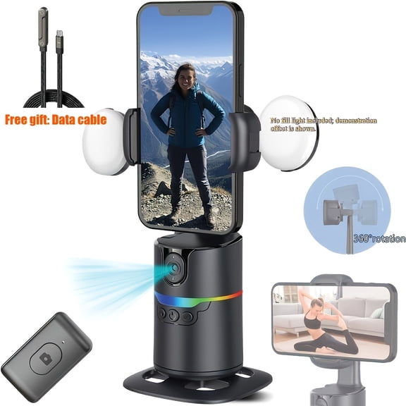 AI Smart Tracking Tripod, 3-Axis Stabilizer with 360 Rotation, Gesture Control, Plug-And-Play Auto-Tracking, No App Needed for Vlogging, Streaming To...