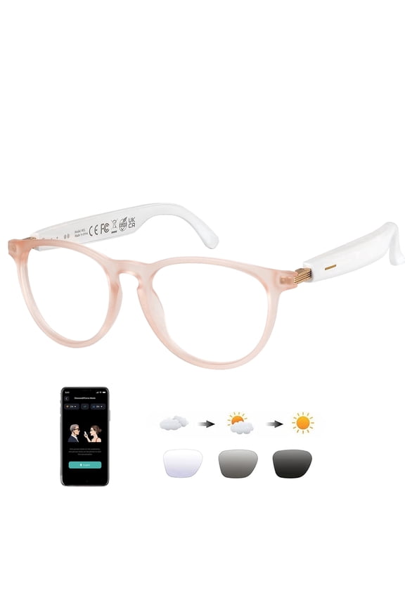 AI Smart Translation Glasses with 164-Language, Photochromic Lenses, Magnetic Charging, AI Voice Assistant for Man/Women