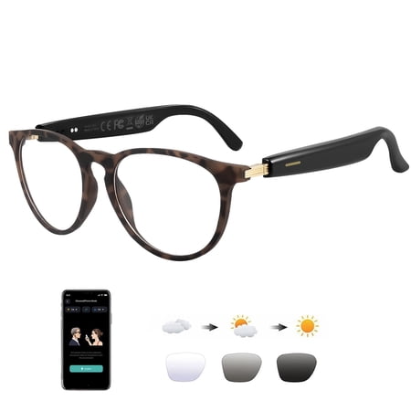 KWENRUN AI Smart Translation Glasses for Man/Women with 164-Language Translation Photochromic Lenses Magnetic Charging AI Voice Assistant