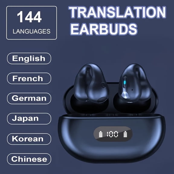 AI Smart Translation Headphones, Noise-Cancelling with In-Ear Bone Conduction, Real-Time Translation in 150 Languages, Precise Simultaneous Interpretation, Wireless Voice Call Support