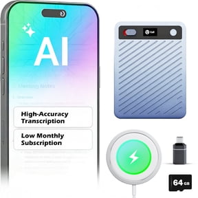AI Smart Voice Recorder with App Control-Transcribe Translate Summarize to Mind Maps, AI Voice Recorder Compatible with Interviews Lectures Meetings Calls Class, Blue