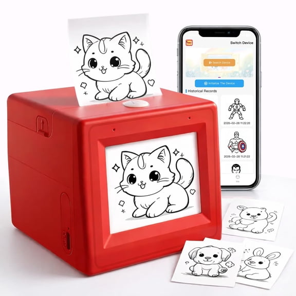 AI Smart Voice Sticker Printer, Inkless Thermal Mini Printer with Display, Rechargeable Portable Sticker Maker,