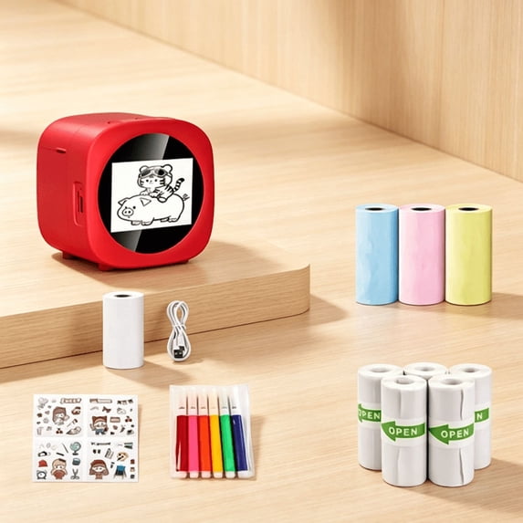 AI Sticker Box Printer, AI Voice Stickerbox Printer Mini Thermal Label Printer With Display, Smart Inkless Portable Sticker Maker For Home, Office Study Diy Projects With Rolls Paper