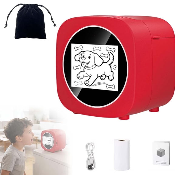 AI Sticker Box Printer, Smart AI Voice Stickerbox Printer Maker with Display, Mini Thermal Label Printer, Inkless Portable Sticker Box for Home, Office, Study & DIY Projects (A, 1Volume Paper)