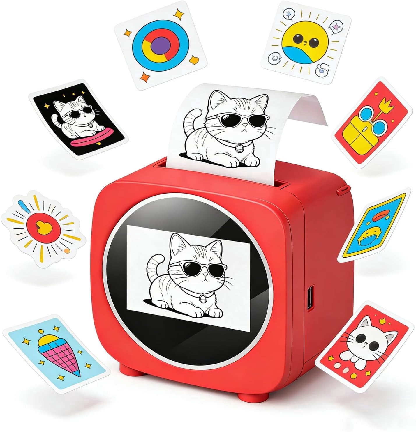 JEBTBFZE AI Sticker Box Printer, Smart Voice-Controlled Mini Thermal Label Printer, Inkless Portable Sticker Maker for Home Office DIY