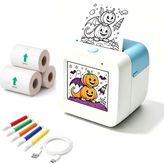 AI Sticker Printer for Kids, Mini Inkless Thermal Printer, Portable Voice Sticker Maker Machine for DIY Crafts, Journaling & Doodles, Birthday Toy Gift for Boys & Girls,Blue